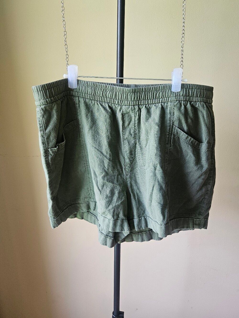 Old Navy Olive Green High-Waist Linen Blend Shorts Size Large